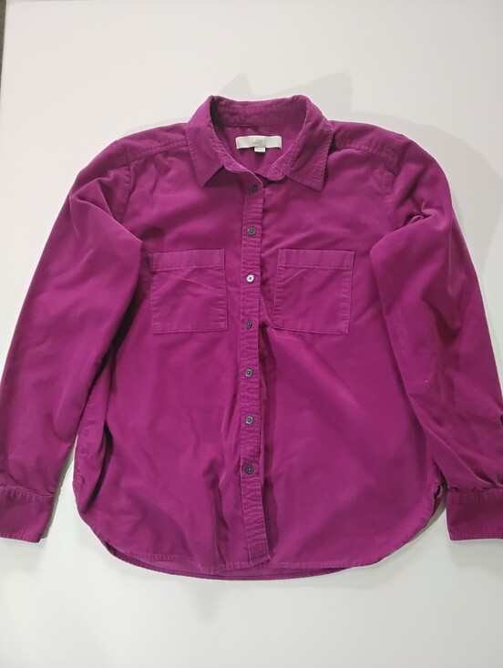 LOFT Tops - Loft Corduroy Button Down Shirt Womens XS Pink Barbiecore Preppy Retro Style
